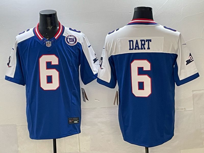 Men 2025 Nike New York Giants #6 Dart Blue Limited NFL Jersey style 05->new york giants->NFL Jersey